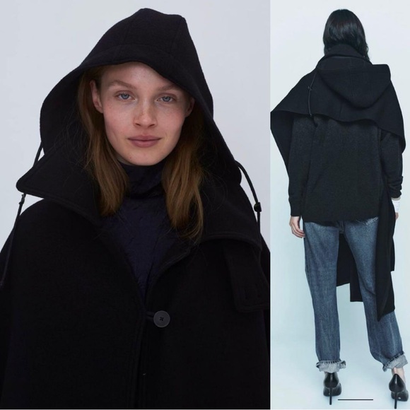 ZARA ~ HOODED WOOL CAPE ZW LIMITED EDITION - Picture 6 of 17